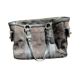 Vintage COACH Signature Brown Jacquard Canvas Gallery Satchel Tote K05J-6234